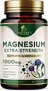 Suplemento mineral de magnesio 1000 mg - Citrato de magnesio de alta potencia para el hueso, salud cardíaca, nervios &amp; apoyo muscular, complejo de magnesio de la naturaleza para todo el apoyo corporal, embotellado en EE.UU. - 60 cápsulas