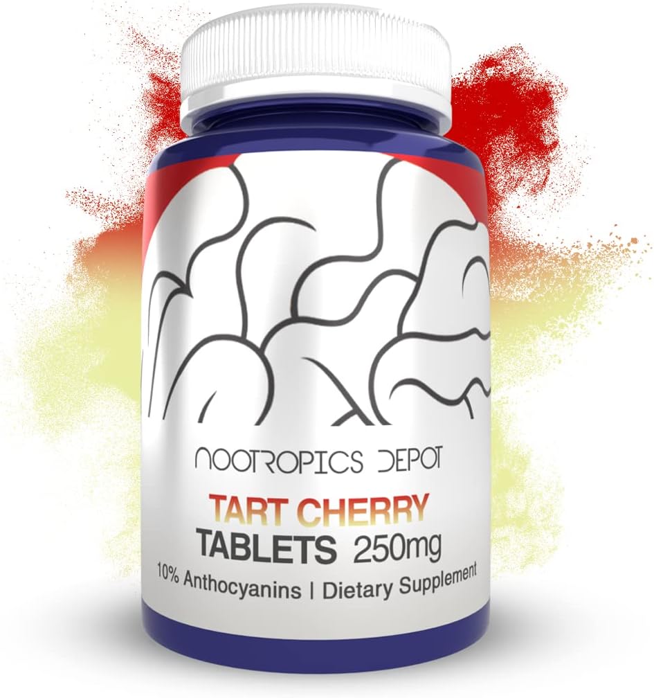 Nootropics Depot Tart Cherry Extract Tablets ← 250mg tención 60 Conde Silencio 10% Anthocyanins ← Soporta Oxidación Equilibrada " Inflammation Levels 