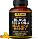 Black Seed Oil Capsules - Con New Zealand Manuka Honey, Cold Pressed Turkish Nigella Sativa Oil, 2% Thymoquinone, Immune &amp; Digestive Support, Made in USA, 60 Cuenta, 1010 mg por servir