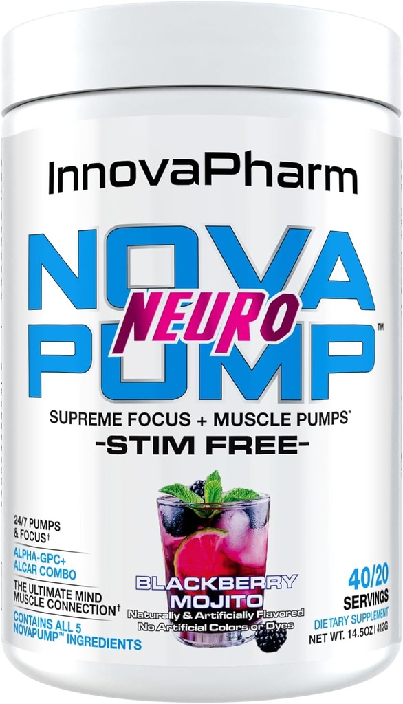 InnovaPharm NOVAPUMP Neuro (BlackBerry Mojito) Polvo - 14.5 Ounces