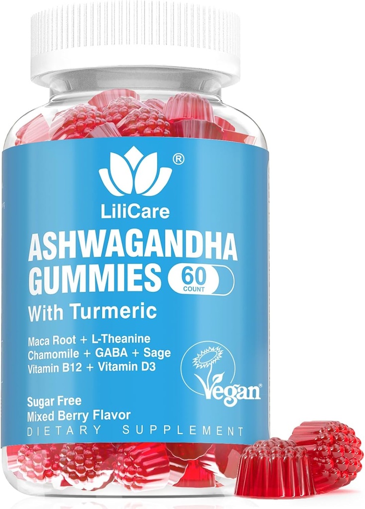 Ashwagandha Gummies, 2000mg Organic Ashwa Root Extract Supplement for Women &amp; Men - 60 Count - Ashwagandha Blend Gummies Combination Supplements