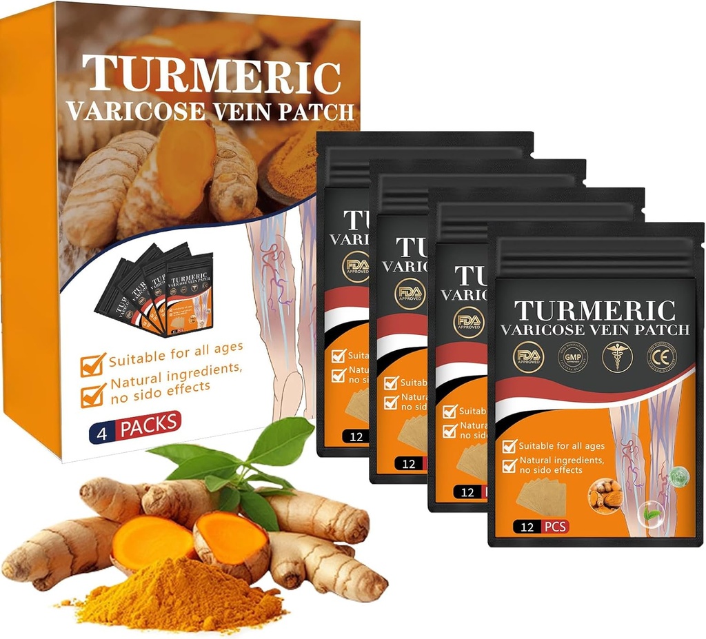 1 Caja Furzero Turmérico Varicose Vein Patch - 2024 Nuevos Patches de Turmérico Veinte,Naturalmente alivia las venas varicosas en las piernas y las arañas