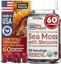 Sea Moss Gummies with Lions Mane Mushroom - Sea Moss Gel Alternativa con Irish Moss, Reishi, Cordyceps, Chaga & Turquía Tail Suplemento - Focus Gummy Sin Café- 60 ct