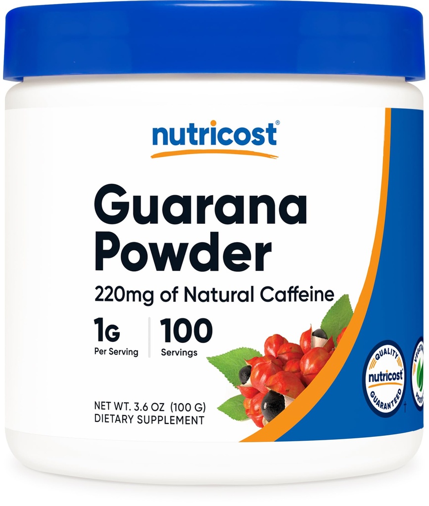 Nutricost Guarana Extract Powder 100 Grams - Natural brasileño Herbal Caffeine/Energizer Suplemento