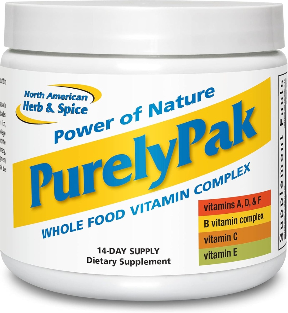 NORTH AMERICAN HERB &amp; SPICE Purely Pak - Whole Food Vitamin Supplement Plan - Vitamin A, B Complex, C, D, E & Omega 3-6-9 - Fácilmente Absorbable - Non-GMO - 14-Day Supply