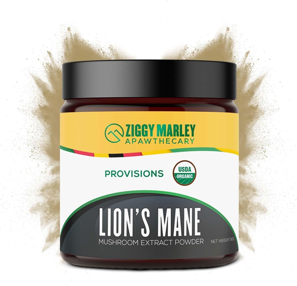 Leones orgánicos Mane Mushroom Powder para perros " Cats – Cognición de apoyo – USDA Extracto orgánico del cuerpo de frutas, 45 Servimientos en un Jarrón sellable