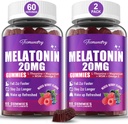 Melatonin Gummies 20mg para adultos - Maximum Strength Melatonin Gummies with L-Theanine, Magnesium, Omega-3, MSM, D3 " Zinc - Non-Habit Forming, Vegan, Non GMO, Natural Mixed Berry Flavor