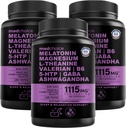 12-en-1 Melatonina cápsulas de sueño - Ayudas naturales para el sueño para adultos con Melatonina 5 mg y Magnesium Glycinate 500mg, Ayuda para el sueño con Ashwagandha, L Theanine, Valerian Root, GABA, 5-HTP (90ct, Pack de 3)