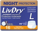 LivDry Adult Diapers Grande Incontinencia Ropa interior, Alojamiento, Protección de Leak, 16-Pack