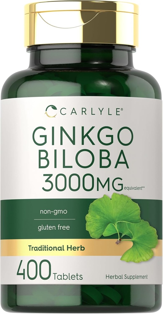 Carlyle Ginkgo Biloba 3000mg ← 400 Tablets ← Non-GMO, Gluten Free Herbal Supplement