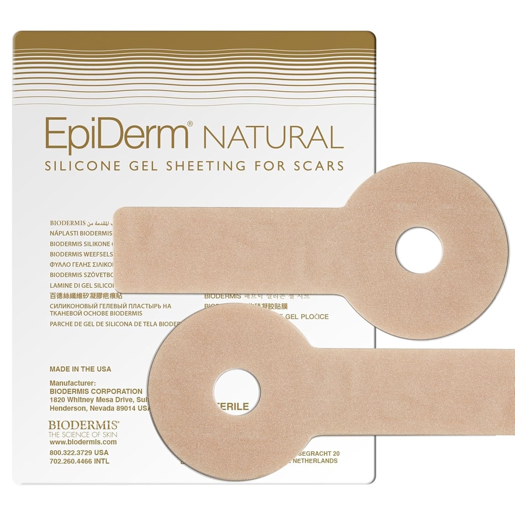 EpiDerm Areopexy Silicone Scar Sheets – Reusable, Washable & Customizable Breast Reduction & Post Op Breast Surgery Essentials - Lollipop Shape Professional Grade Scar Patches – Natural, 1 Pair