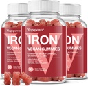 Gummies de hierro Suplementos para niños de mujeres - Multivitamina con hierro para oxígeno de sangre, grandes vitaminas de Gummy con vitamina C para absorción máxima - Chewable vegano, Peach Flavor(3 paquetes)