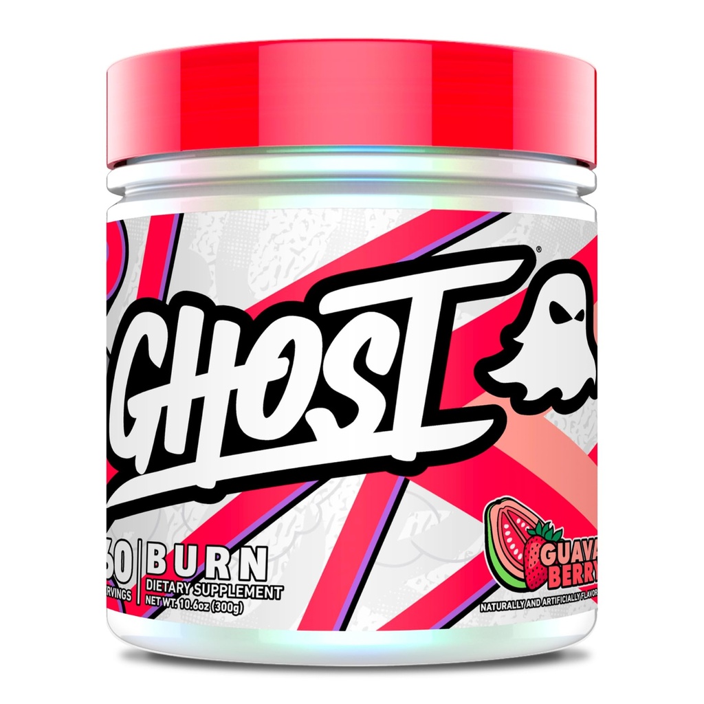 GHOST Burn Weight Management Powder, Guava Berry (60 Servings) - Metabolism &amp; Energy Support Supplement for Men &amp; Women - Natural Caffeine, L-Carnitine &amp; L-Tyrosine - Gluten, Soy &amp; Sugar-Free, Vegan