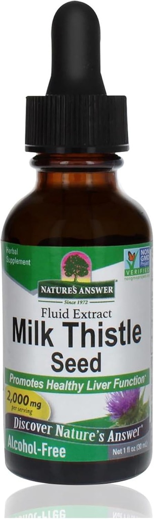 Respuesta de la naturaleza Leche libre de alcohol Thistle 1 Ounce Extract ← Soporta el sistema hepático Silencio Vegan Silencio No GMO Silencio Gluten Libre Silencio Kosher