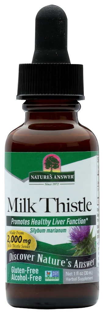 Respuesta de la naturaleza Leche libre de alcohol Thistle 1 Ounce Extract ← Soporta el sistema hepático Silencio Vegan Silencio No GMO Silencio Gluten Libre Silencio Kosher