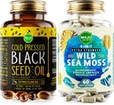 Maju Superfoods 4-en-1 Sea Moss Capsules y Black Seed Oil Capsules Bundle
