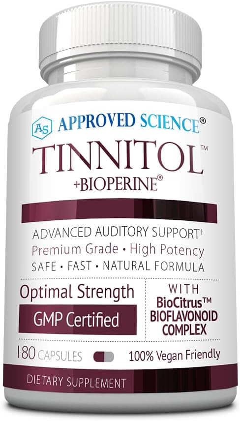 Tinitol de ciencia aprobado - Suplemento de soporte de Tinnitus - Anillo de grasa en los oídos - Boost Inner Ear Health - 1 Botella - 3 Month Supply - Made in the USA