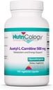 Nutricology Acetyl-L-Carnitine 500mg Suplemento - Metabolism and Energy Support, ALC, Free Form Amino Acid, Vegetarian Capsules - 100 Conde