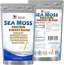 NELCIA'S NATURAL HERBS Sea Moss Ashwagandha Protein Powder -Natural Irish Sea Moss, Bladderwrack y Burdock Root, Black Seed y Shilajit Powder (16oz)