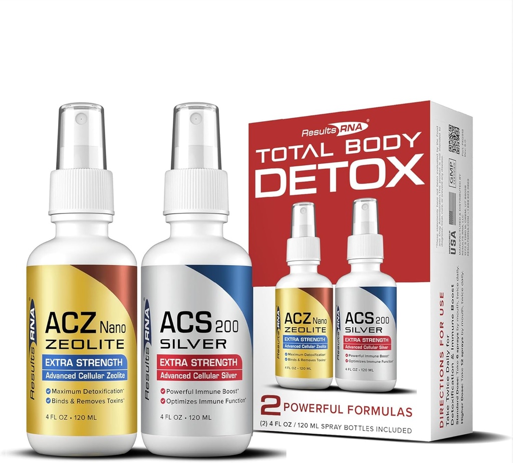 Resultados RNA – Total Body Detox Extra Strength System – ACS 200 Silver &amp; ACZ Nano Zeolite help to Detoxify & Boost Immunity (4 oz - 60 día)