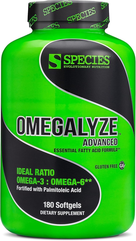 Especies Nutrición omegaliza suplementos de soporte, fórmula de ácido graso esencial, suplemento para ayudar a maximizar la recuperación, Omega 3,6 y 7 Fórmula,180 cápsulas