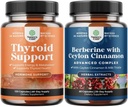 Bundle of Herbal Thyroid Support Complex - Potent Kelp Iodine Supplement for Hormone Balance and Balancing Berberine Plus 1200mg Per Serving Complex - Antioxidant Berberine with Ceylon Cinnamon