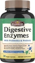 Enzimas digestivas más probióticos " Prebióticos " , 22 enzimas digestivas con amilasa, protease, lactasa " , fuerza máxima, para la digestión saludable, vegano, no transgénico, 30 cápsulas