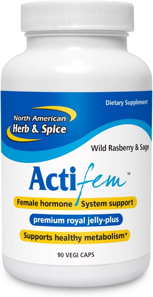 NORTH AMERICAN HERB & SPICE ActiFEM - 90 Capsules - Supports Hormone Balance for Women, Metabolism & Mood - Royal Jelly, Wild Atlantic Kelp, Fennel - Non-GMO - 90 Total Servings