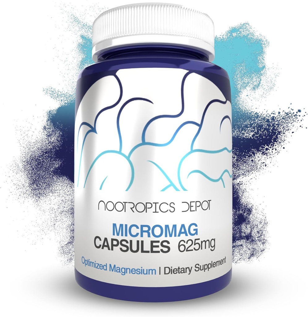 Nootropics Depot MicroMag Magnesium Capsules ← 625mg tención 30 Contiene 200mg de Magnesio Elemental