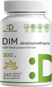DIM Suplemento 300mg, 240 Caps, 4 Meses de Suministro Ø Estrógeno Balance para Hombres &amp; Mujeres Vida Diindolylmethane Plus Black Pepper Extract for Enhanced Absorption