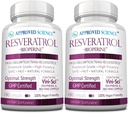 Resveratrol de Science® aprobado - 1000 mg de Trans Resveratrol - 250 mg de Polyphenol - 98% Purity Level - Incluye Bioperine® - 380 Vegan Friendly Capsules - 2 Botellas