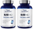 1MD Nutrición KrillMD - Antártico Krill Oil Omega 3 Suplemento con Astaxanthin, EPA, DHA Silencio 2X Más Eficaz Que el Aceite de Pescado TEN 60 Softgels (2-Pack)