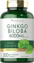 Carlyle Ginkgo Biloba Pills TEN 6000mg ANTE 200 Capsules Silencio con Bacoba Extract ← Extra Strength, Non-GMO y Gluten Free Herbal Supplement
