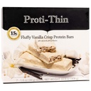 Proti-Thin Fluffy Vanilla Crisp Protein Bares, 15g Protein, Baja Calorie, Muy Bajo Carb (VLC), Bajo Grado, Alta Fibra Snack Bar, KETO Diet Friendly, Ideal Protein Compatible, Sin Ingredientes Gluten, 7 /Box