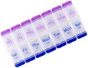 Pill Organizer 7 Day, Pill Box 2 Times a Day AM Pill Case, Weekly Pill Container Portable Travel Medicine Box for Vitamins and Supplements (Blue-Purple)
