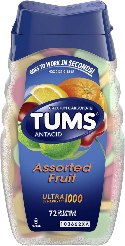 Tums Calcio Rich Ultra Strength 1000 - Frutas surtidas - 86 Tabletas