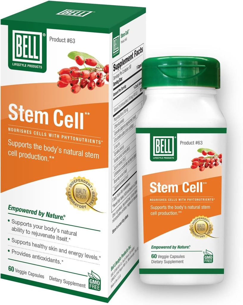 Bell Stem Cell Supplements - Supports Your Body's Natural Ability to Replace Worn Out Cells and Rejuvenate Tissue TEN Celulas Madres TEN 60 Capsules