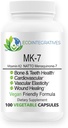 MK-7 (Vitamin K2 como menaquinona-7) Natural Vegan Natto - Asistencia Bone " Teeth Health, Cardiovascular, Vascular Elasticity " Wound Healing - Vegetable 100 Capsules