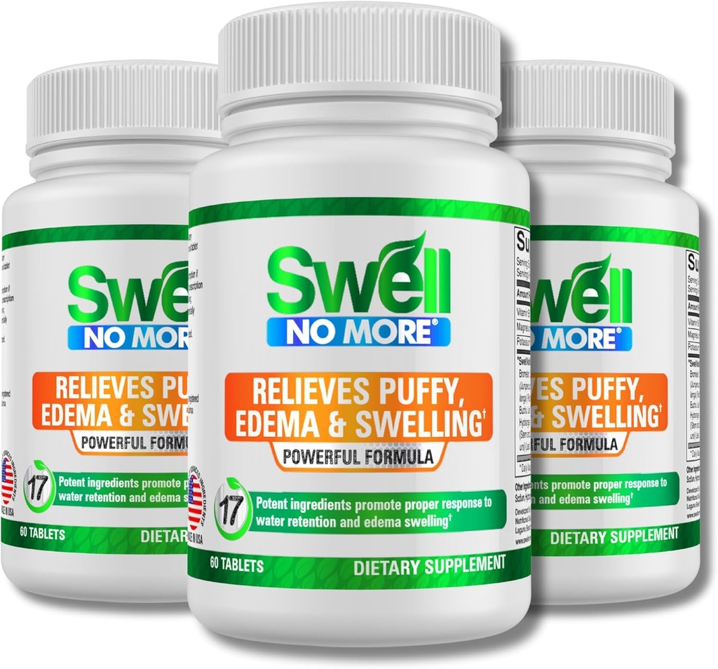 para pies hinchados y tobillos, Reducir las piernas hinchadas, Alivio de Edema para las piernas, Edema, Alivio de la hinchazón del tobillo, Píldoras de agua para las piernas hinchadas, Reduce los ojos hinchados, Reductor de hinchazón (3 Pack/3 Month Supply)