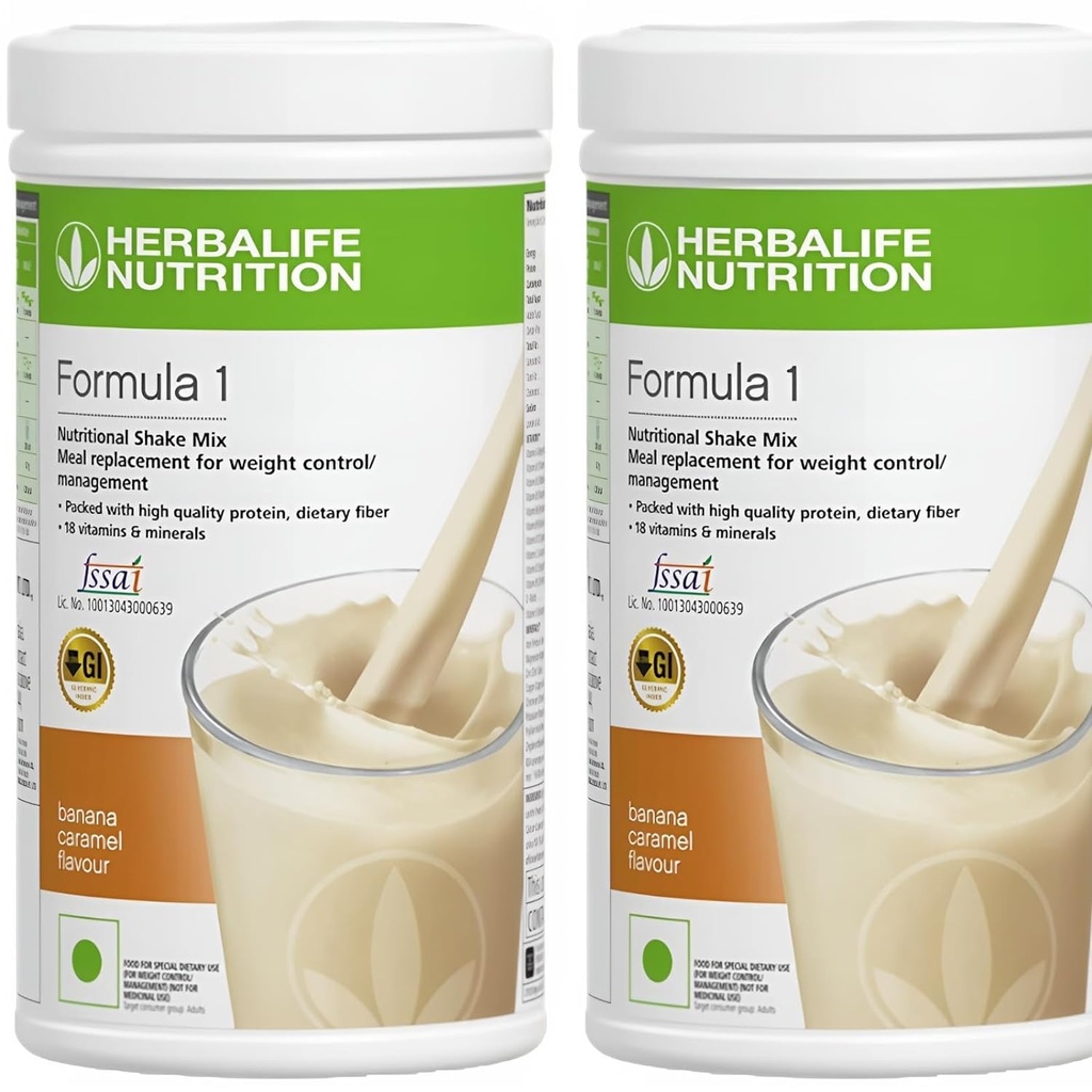 Herbalife Formula 1 Nutritional Shake Mix - Pack of 2, 500g Each - Herbalife Shake - Herbalife Protein Powder - Herbalife Weight Loss Meal Replacement (Banana - Banana)