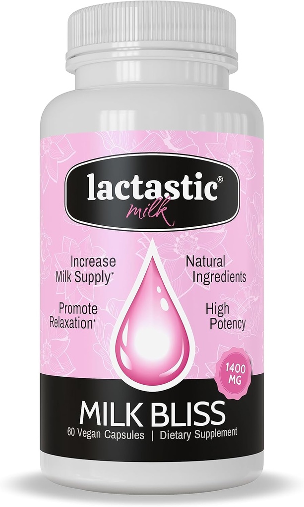 Lactastic® Milk BlissTM - Suplemento de Lactación Orgánica de Alta Potencia - Moringa Orgánica, Cardo Milk, Pasionflower & Valerian - 60 cápsulas Vegan
