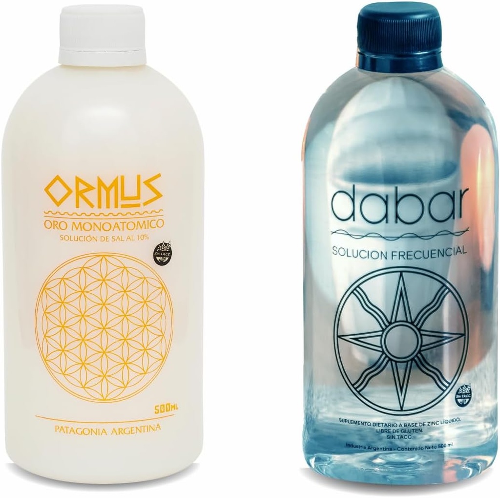Monoatomic Gold Ormus & Zinc Frequency Solution, 500 ML Each, Natural Patagonia Sea Minerals & Natural Zinc Boost, Kit- Magnesium, zinc, Calcium, Iron, Potassium & Phosphorus from The sea