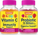 BuenoSí Vitamina C Niños + Probióticos 10B Niños, Gummies Bundle - Gran Tasting, Suplemento de Vitamina, Gluten Gratis, GMO Gratis, Chewable Gummy