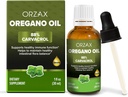 OrZAX Oregano gotas de aceite con aceite de oliva - 88% Carvacrol y 0.3% Thymol - Non-GMO &amp; Sugar-Free &amp; Gluten-Free &amp; Vegan - Suplemento herbal para el soporte y la salud digestiva - 30 ml - 200 Day Supply