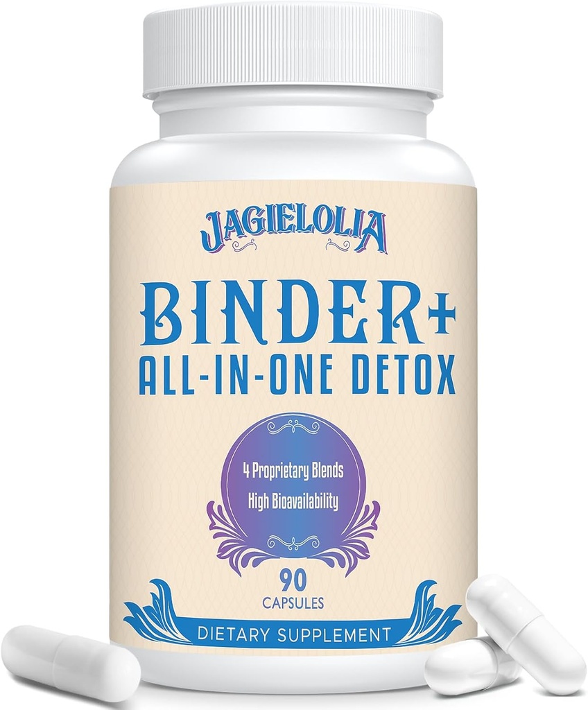 All-in-One Detox Binder Suplemento 1500 MG - High Bioavailability, Liver Gut Detox Cleanse with Activated Charcoal, Zeolite & Bentonite Clay for Toxins, Liver, Digestive, 90 Vegan Capsules