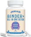 All-in-One Detox Binder Suplemento 1500 MG - High Bioavailability, Liver Gut Detox Cleanse with Activated Charcoal, Zeolite & Bentonite Clay for Toxins, Liver, Digestive, 90 Vegan Capsules