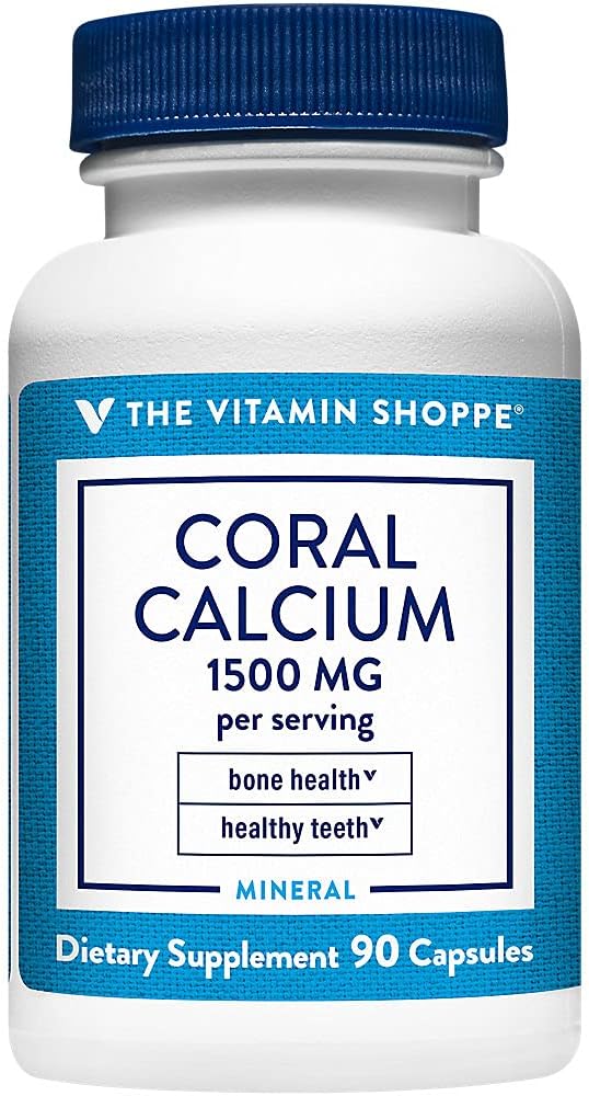 La vitamina Shoppe Coral Calcio 1,500MG - Eco Fuente segura de Calcio, Magnesio &amp; Trace Minerals para apoyar los huesos y dientes saludables (90 cápsulas)