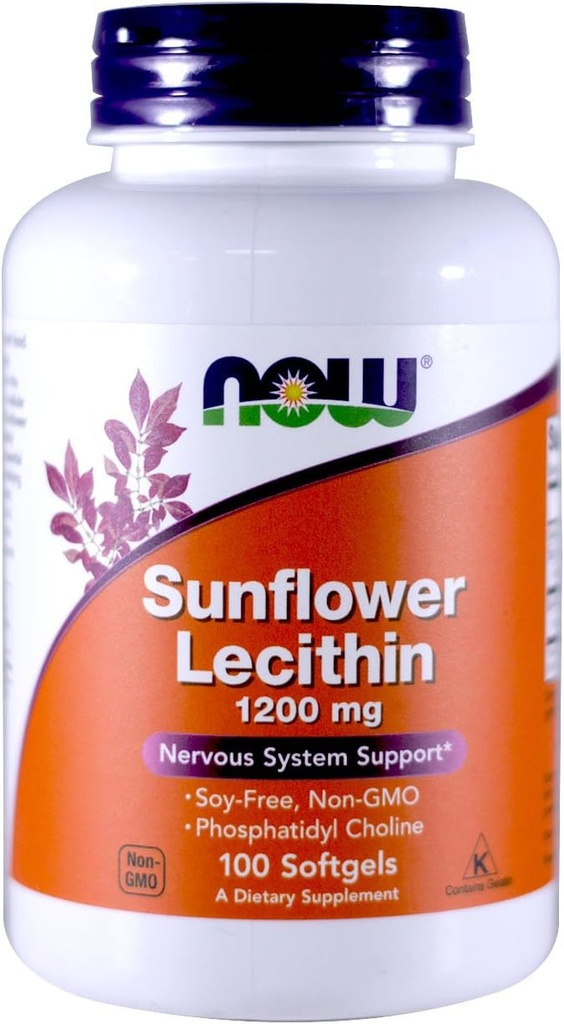 Ahora Foods Sunflower Lecithin Non-GMO, 1200mg, 100 Sgels (2 Pack)
