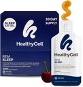 Suplemento de Ayuda para el sueño REM saludable para adultos - Gel líquido suplemento de sueño de fuerza extra con melatonina, magnesio, L-Theanine, GABA " Natural Calming Herbs - 30 Gel Packs, Cherry Flavored