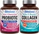 Probiotic + Collagen Bundle, 4-in-1 Feminine Probiotic (30ct) & 6-in-1 Super Collagen (90ct), 2 Packs, Cranberry, Digestive & Healthy Aging Support, Non-GMO